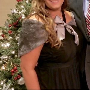 Faux Fur Shawl - Gray - Winter & Fall - Wedding